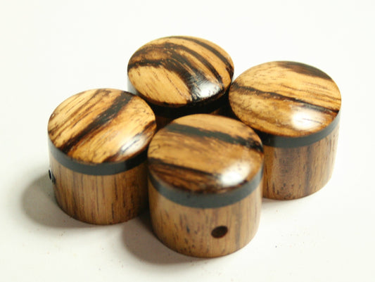 Set of 4 Rosewood Guitar Knobs with Ebony and Zebrawood Cap (7/8 dia x 5/8 height)