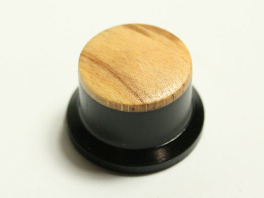 Guitar Knob: Fender Style Ebony Hat Knob with Spalted Maple Cap (7/8 dia x 11/16 height)