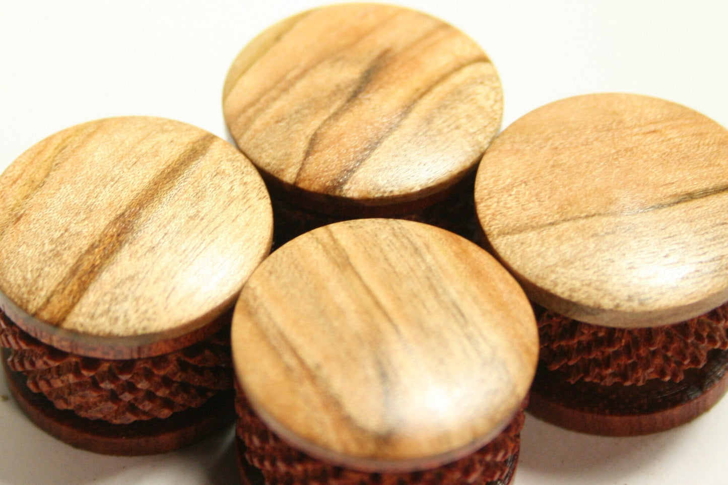 Custom Set Bloodwood Guitar Knobs with Spalted Maple Cap (see description)