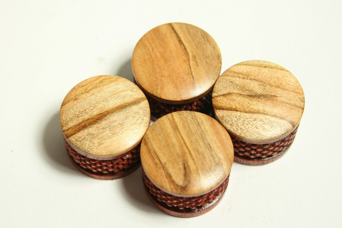 Custom Set Bloodwood Guitar Knobs with Spalted Maple Cap (see description)