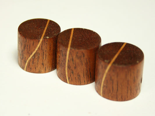 Set of 3 African Mahogany and Maple Guitar Knobs (11/16 dia x 11/16 height)