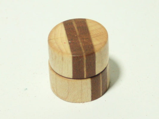 Bloodwood and Maple Concentric Stacked Guitar Knob Set 6/8mm  (7/8 dia base, 13/16 dia top)