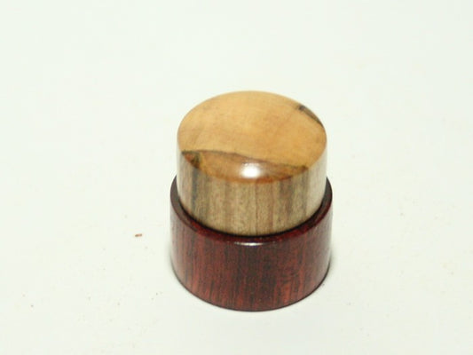 Spalted Maple and Bloodwood Concentric Stacked Guitar Knob Set 6/8mm  (13/16 dia base, 3/4 dia top)