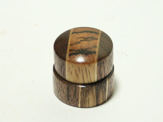 Walnut and Zebrawood Concentric Stacked Guitar Knob Set 6/8mm  (13/16 dia base, 3/4 dia top)
