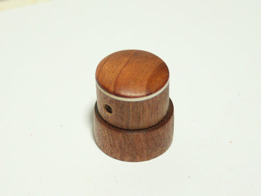 Walnut with Maple and Redwood Cap Concentric Stacked Guitar Knob Set 6/8mm  (13/16 dia base, 3/4 dia top)